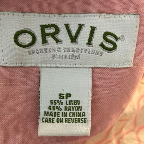 Orvis Pink Linen Blend Button Front Dress Size SP - Picture 4 of 4